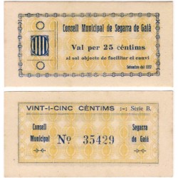 Segarra de Gaià. 1937. 25 Céntimos (SC)