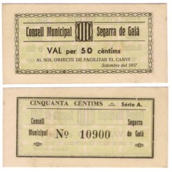 Segarra de Gaià. 1937. 50 Céntimos (SC)