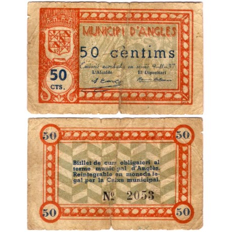 Angles. 1937. 50 Céntimos (BC-) Roturas en márgenes
