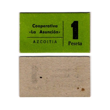 Cooperativa La Asunción. Azcoitia. 1 Peseta (SC)