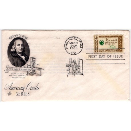 Sobre Primer Día. Estados Unidos de América. 1960. American Credo (Nuevo)