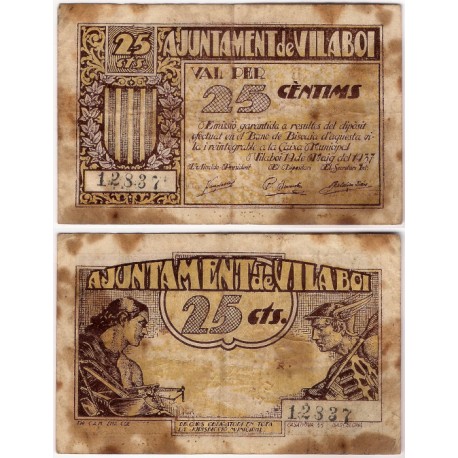 Vilaboi. 1937. 25 Céntimos (BC) Manchas