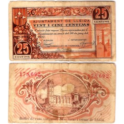 Lleida. 1937. 25 Céntimos (BC)