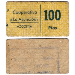 Cooperativa La Asunción. Azcoitia. 100 Pesetas (BC)