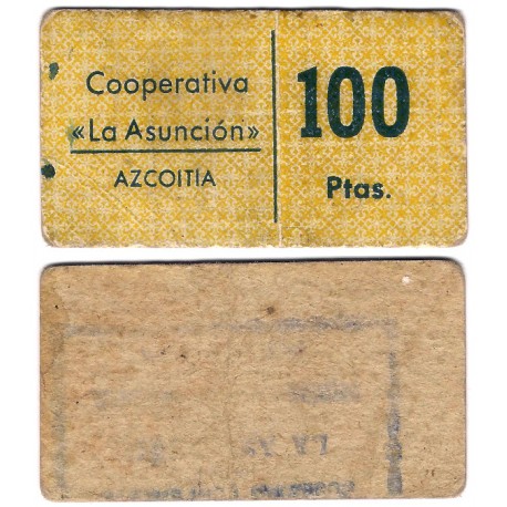 Cooperativa La Asunción. Azcoitia. 100 Pesetas (BC)