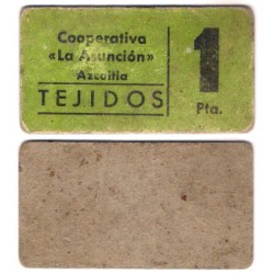 Cooperativa La Asunción. Azcoitia. Tejidos. 1 Peseta (BC)
