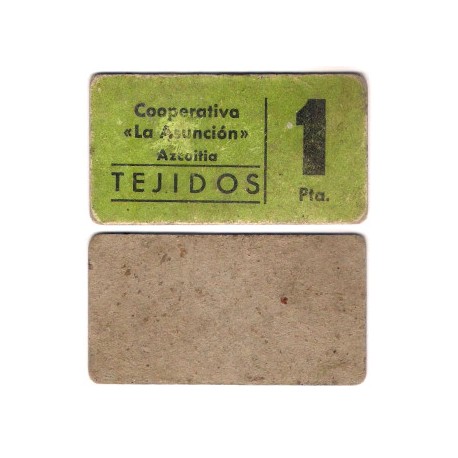 Cooperativa La Asunción. Azcoitia. Tejidos. 1 Peseta (BC)