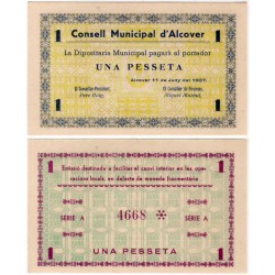 Alcover. 1937. 1 Peseta (SC) Serie A