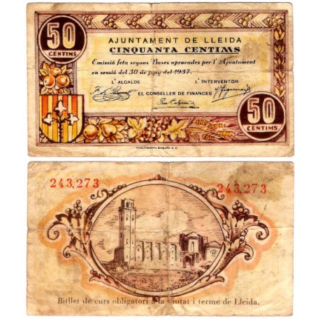Lleida. 1937. 50 Céntimos (BC)