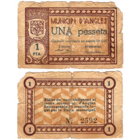 Angles. 1937. 1 Peseta (RC) Roturas