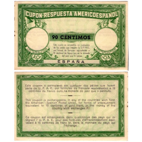 España. Cupón-Respuesta Americoespañol. 90 Céntimos (EBC+)