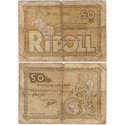 Ripoll. 1937. 50 Céntimos (BC/BC-) Roturas en márgenes