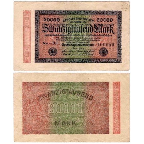 (85a) Imperio Alemán (Weimar). 1923. 20000 Mark (MBC)