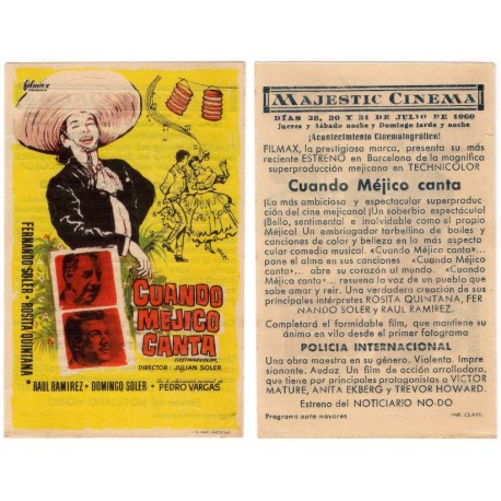 Cuando Mejico Canta. 1960. Majestic Cinema