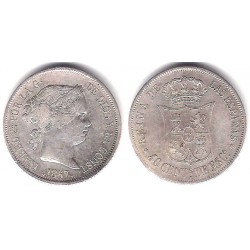 Isabel II. 1867. 40 Céntimos de Escudo (BC+) (Plata) Ceca de Madrid
