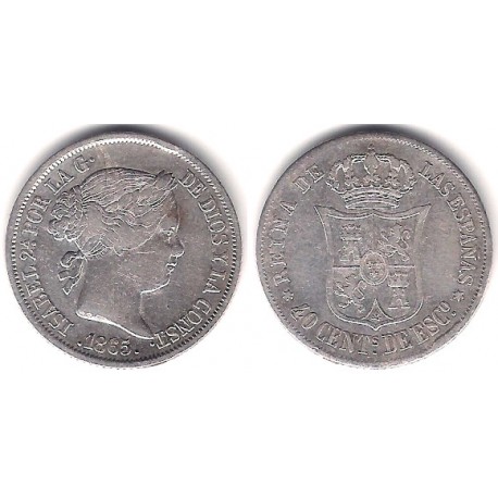 Isabel II. 1865. 40 Céntimos de Escudo (BC/BC+) (Plata)