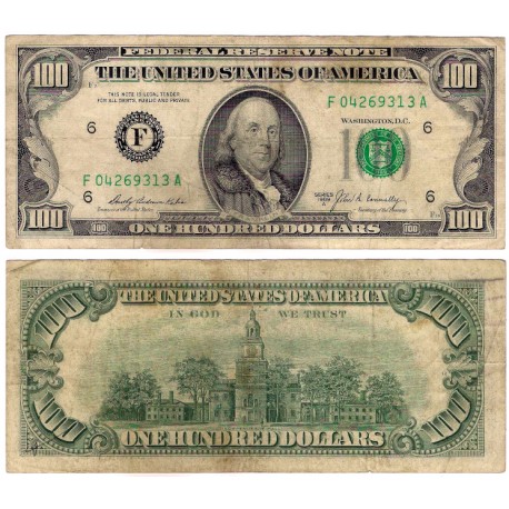 (454b) Estados Unidos de América. 1969A. 100 Dollars (BC+)