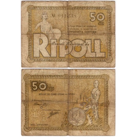 Ripoll. 1937. 50 Céntimos (BC)