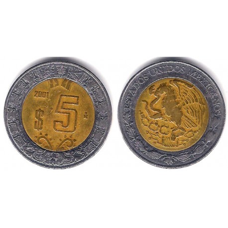 (605) Estados Unidos Mexicanos. 2001. 5 Pesos (BC)