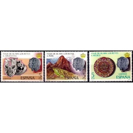 (2493 a 2495) 1978. Viaje de SS.MM los Reyes a Hispanoamérica. Serie Completa (Nuevo)