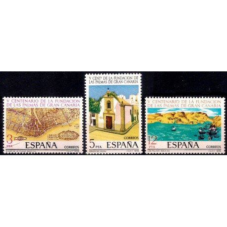(2477 a 2479) 1978. V Cent. Fundación de las Palmas de Gran Canaria. Serie Completa (Nuevo)