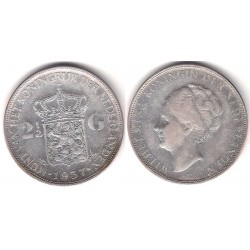 (165) Países Bajos. 1937. 2½ Gulden (MBC+) (Plata)