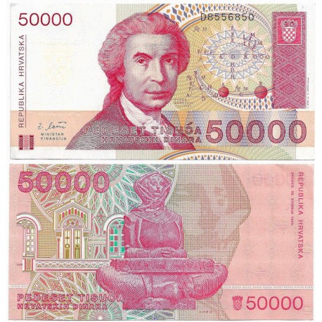 (26a) Croacia. 1993. 50000 Dinara (EBC)