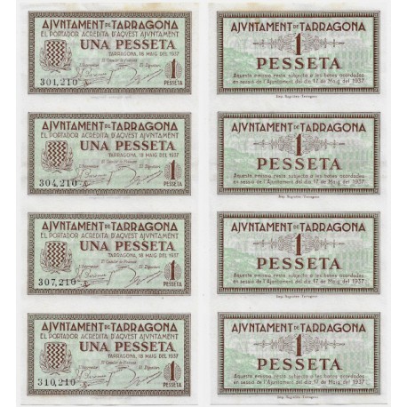 Tarragona. 1937. 1 Peseta (x4) (SC)