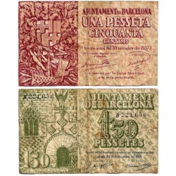Barcelona. 1937. 1,50 Pesetas (BC) Serie B. Leves roturas en márgenes