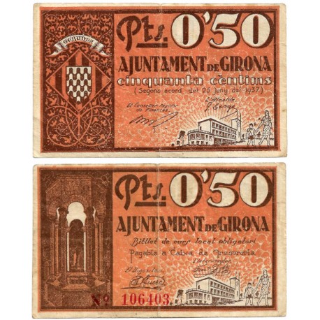 Gerona. 1937. 50 Céntimos (MBC)