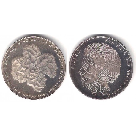 (214) Países Bajos. 1990. 50 Gulden (EBC+) (Plata)