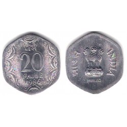 (44) India. 1986. 20 Paise (EBC)