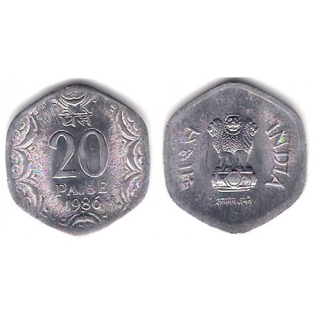 (44) India. 1986. 20 Paise (EBC)