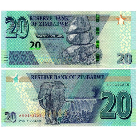 (W104) Zimbabue. 2020. 20 Dollars (SC)
