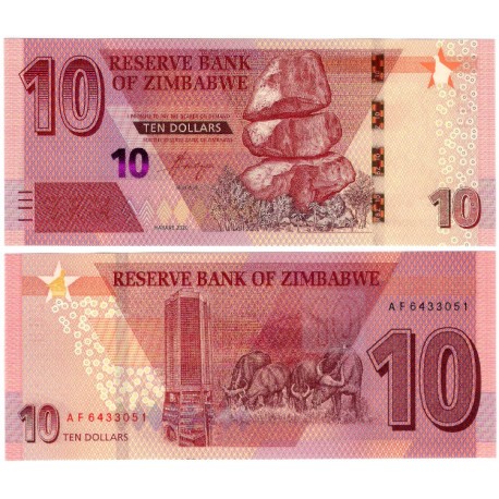 (W103) Zimbabue. 2020. 10 Dollars (SC)