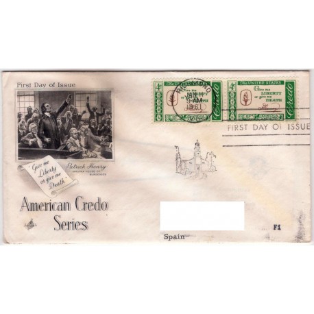 Sobre Primer Día. Estados Unidos de América. 1961. American Credo (Nuevo)