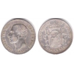 Alfonso XII. 1884*(-----). 2 Pesetas (BC) (Plata) Ceca de Madrid MS-M