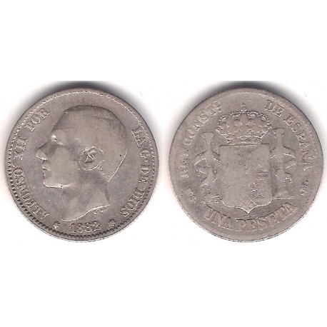 Alfonso XII. 1882*(---82). 1 Peseta (BC) (Plata) Ceca de Madrid MS-M