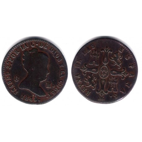 Isabel II. 1845. 8 Maravedi (BC+) Ceca de Segovia