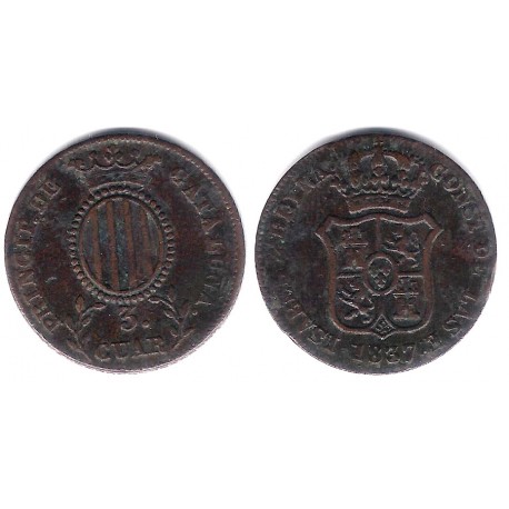 Isabel II. 1837. 3 Cuartos (BC+) Ceca de Cataluña