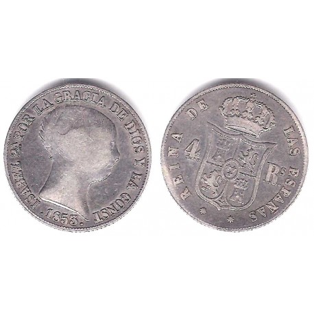 Isabel II. 1853. 4 Reales (MBC-) (Plata) Ceca de Barcelona
