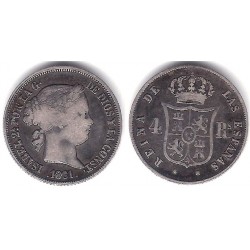 Isabel II. 1861. 4 Reales (MBC-) (Plata) Ceca de Barcelona