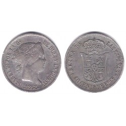 Isabel II. 1868*(18-68). 40 Céntimos de Escudo (MBC+) (Plata) Ceca de Madrid