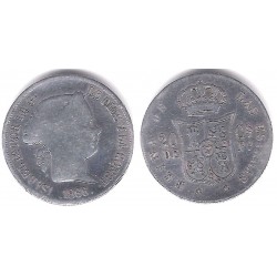 Isabel II. 1866. 20 Centavos de Peso (BC) (Plata) Ceca de Manila