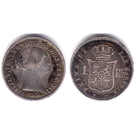 Isabel II. 1854. 1 Real (MBC+) (Plata) Ceca de Sevilla
