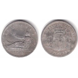 Gobierno Provisional. 1869*(18-69). 2 Pesetas (BC) (Plata) Ceca de Madrid SN-M
