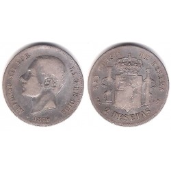 Alfonso XII. 1879*(18-79). 2 Pesetas (BC) (Plata) Ceca de Madrid EM-M