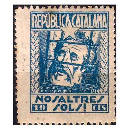 Sello Viñeta. República Catalana. 10 Céntimos (Nuevo, con marcas de fijasellos)