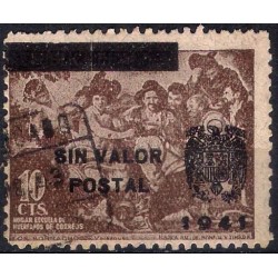 Hogar Escuela de Huerfanos de Correos. 1941. 10 Céntimos (Usado) Con Sobrecarga