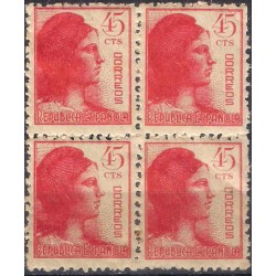 (752) 1938. 45 Céntimos (Nuevo)  Alegoría Republica. Bloque de 4